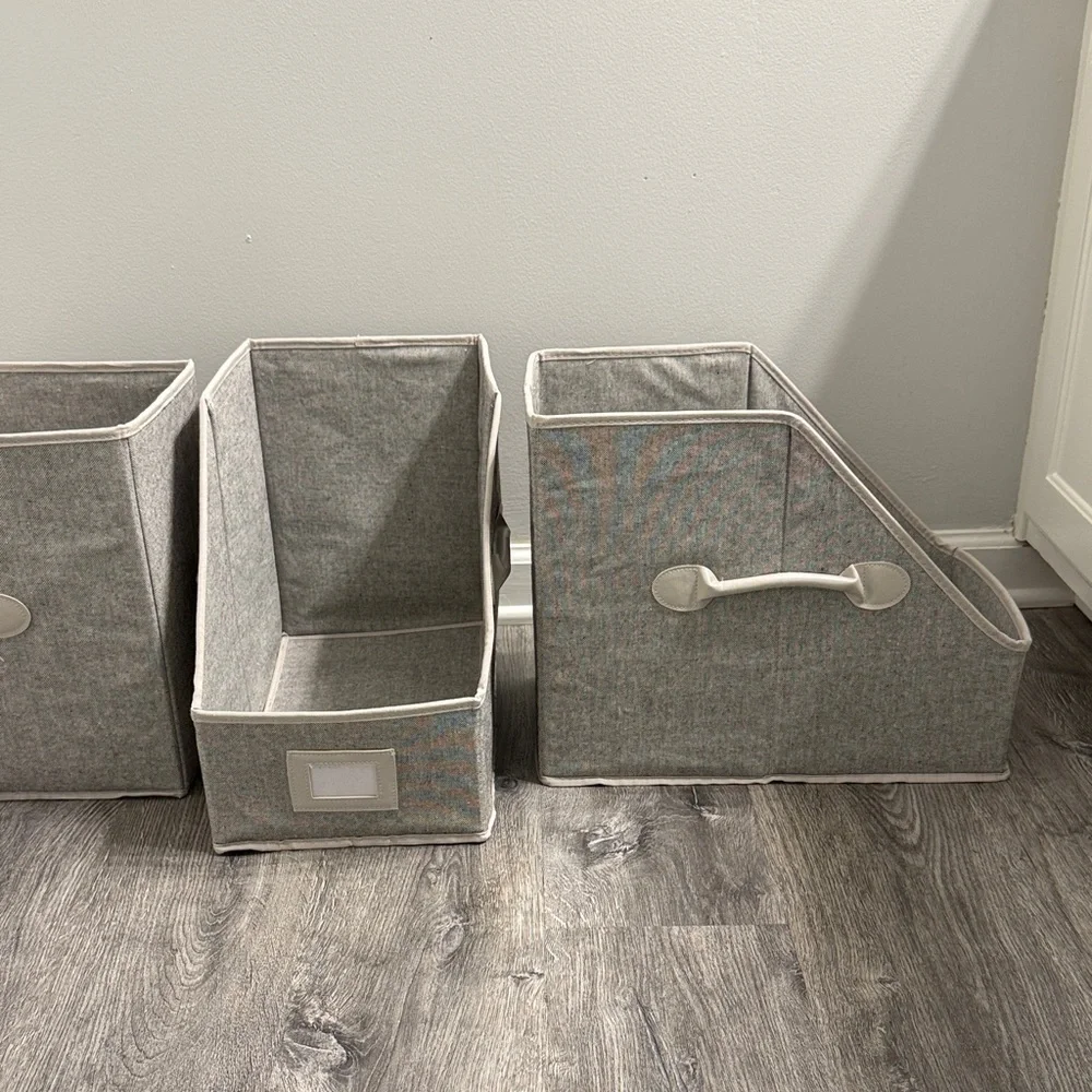 Set of 3 Gray Fabric Storage Bins